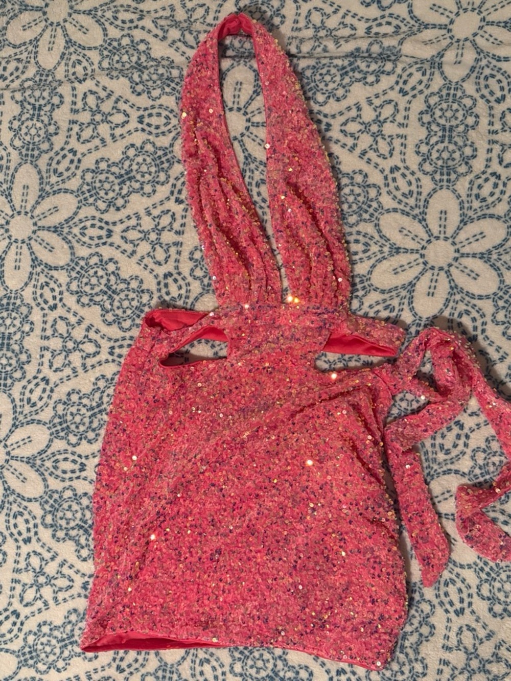 Pink sparkling maxi short dress
